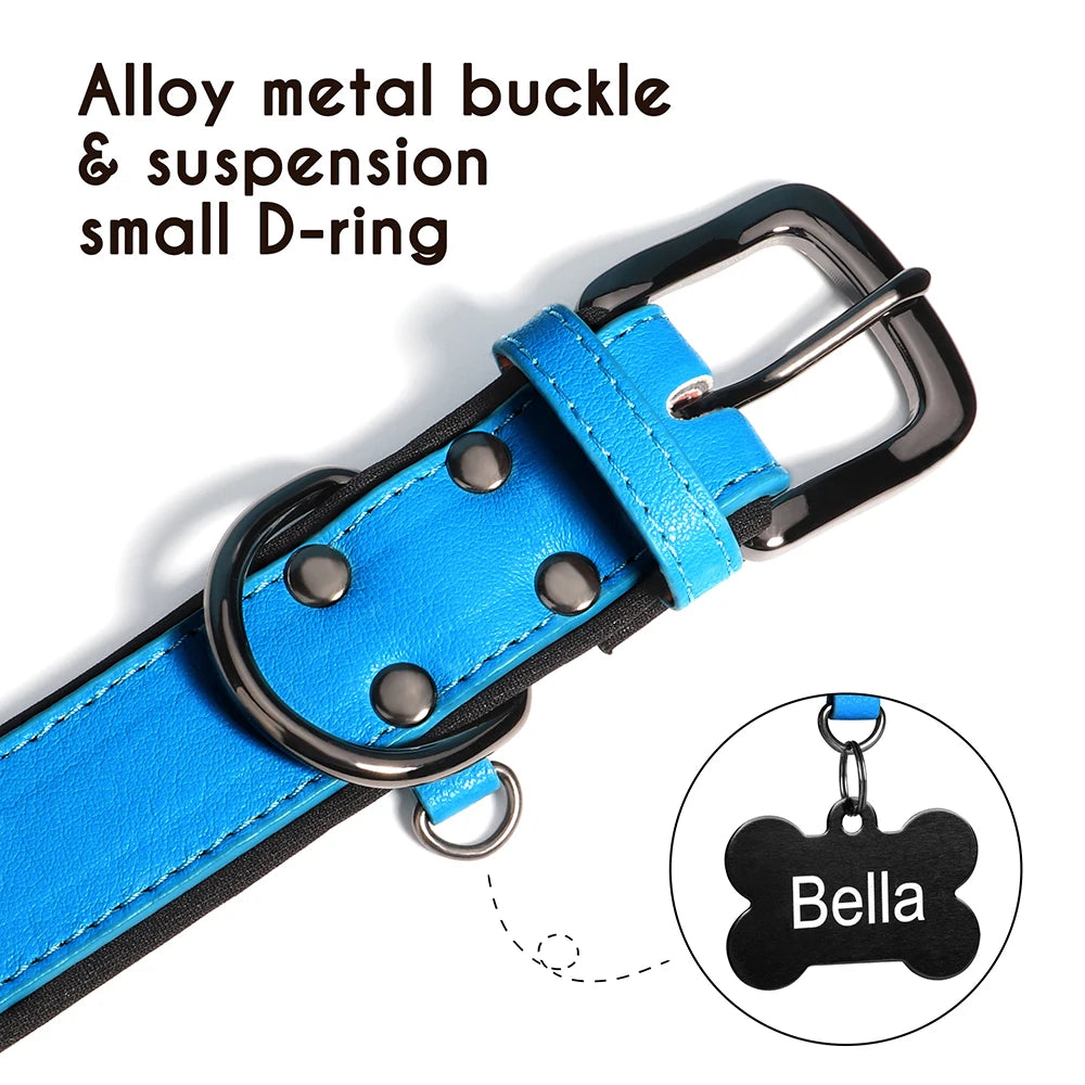 Soft Padded Dog Collar PU Leather Dogs Collars Adjustable For Small Medium Large Dogs Beagle Collar Pitbull Bulldog Chihuahua