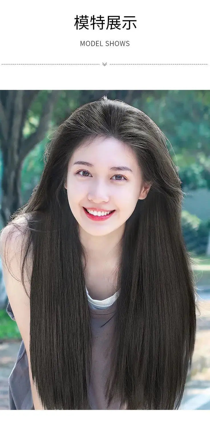 Wig Women's Long Hair Three-piece Seamless Wig Patch Straight Hair Extensions Invisible Artificial Hair Extensions Synthetic