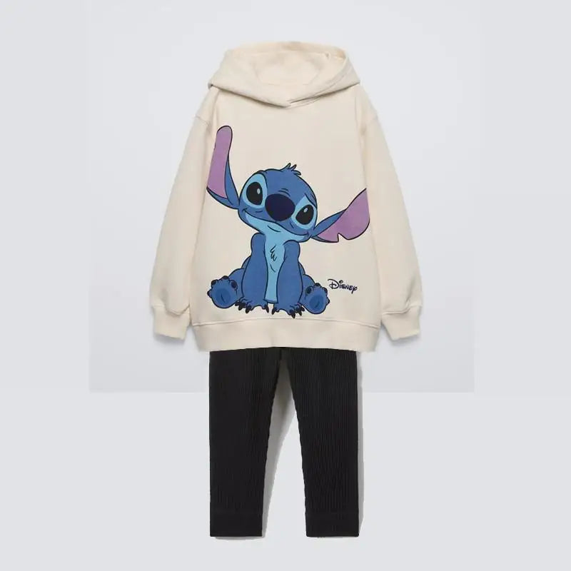Stitch Girl Clothing Hooded Tops + Leggings Toddler Girl 2pcs Pants Set Cartoon Sweatshirt Outwear Kids Children Clothes