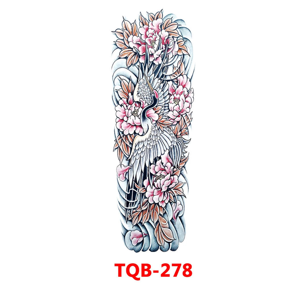 Full-arm Tattoo Stickers With The Crown Of The Virgin Of Jesus And Lion Waterproof Tattoo Stickers