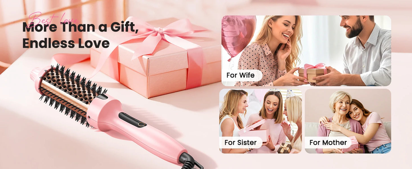 Dual Voltage Ionic Thermal Brush For Curling And Straightening 6 Temperature Settings & LED Digital Display Hot Air Styler