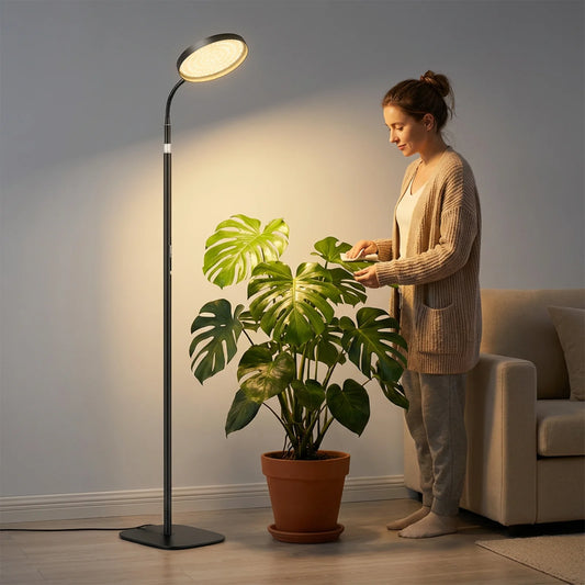 Grow Lights for Indoor Plants with Auto On/Off Timer, Full Spectrum Plant Growing Lamp, 10-Level Dimmable & Adjustable Height