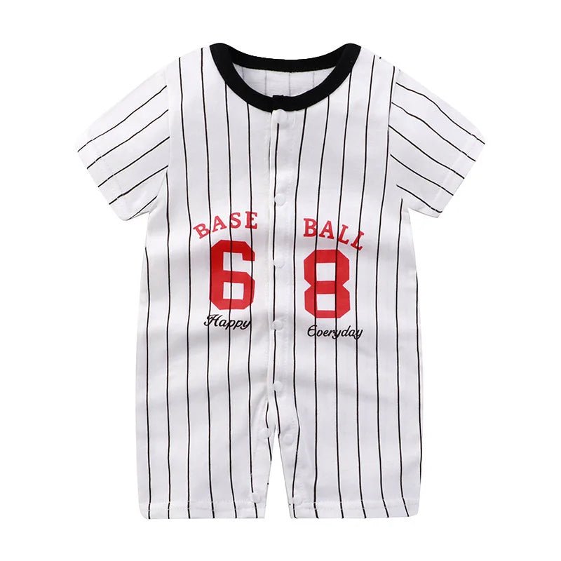 Breathable Cotton Baby Cartoon Jumpsuits, Short Sleeve Bodysuit for Newborn Infant Boys Girls Rompers of Crawling Clothes