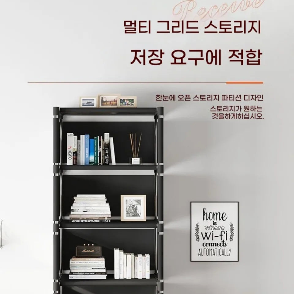 Simple Bookshelf Multi Layer Easy Assembly Diy Wardrobe Bookshelf  Plastic Square Storage Rack Living Room Study Room Bedroom