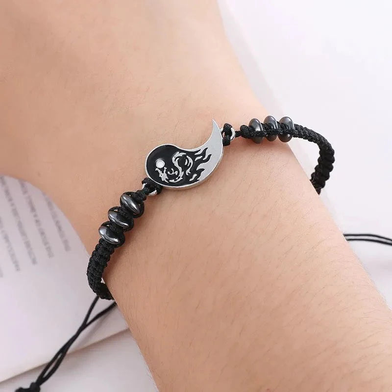 Fashion Dragon Figure Yin Yang Adjustable Bracelet Tai Chi Couple Necklace For Boyfriend Girlfriend Valentine's Day Jewelry Gift
