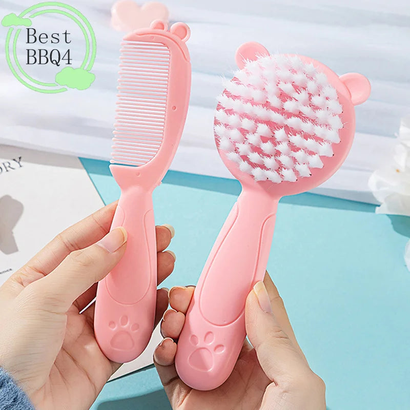 (BBQ4)2Pcs/Set Cute Kids Baby Small Hair Brush and Comb Set for Newborns & Toddlers Baby Brush Soft Bristles Baby Hair Care Gift