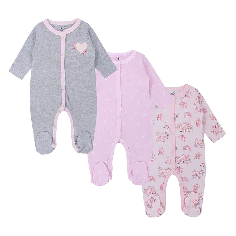 3Pcs Newborn Cotton Jumpsuit Baby Cute Bear Romper Spring Autumn Infants Loungewear Foot Wrap Crawl Suit Toddler Onesie Clothes