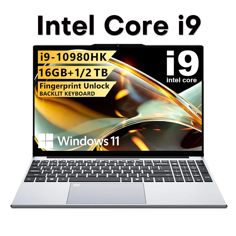 15.6 inch Laptop Computer PC intel Core i9 10980HK Laptops 16GB RAM 1TB 2TB SSD Fingerprint Unlock 1920*1080 Notebook Windows 11