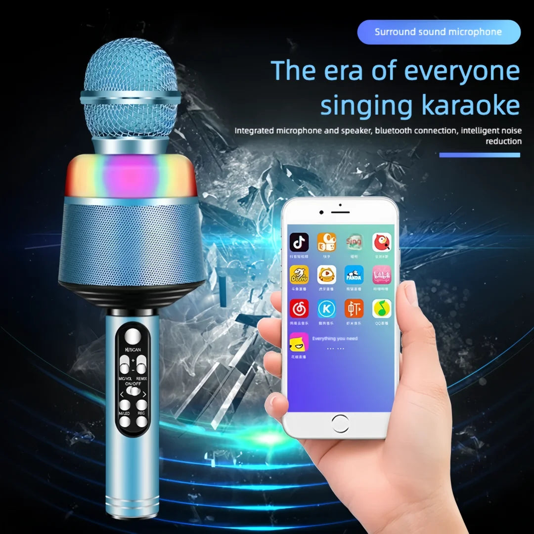 Karaoke Microphone for Kids & Adults - Bluetooth Microphones Singing Mic with Disco Lights, Echo Effect, Built-in Speaker