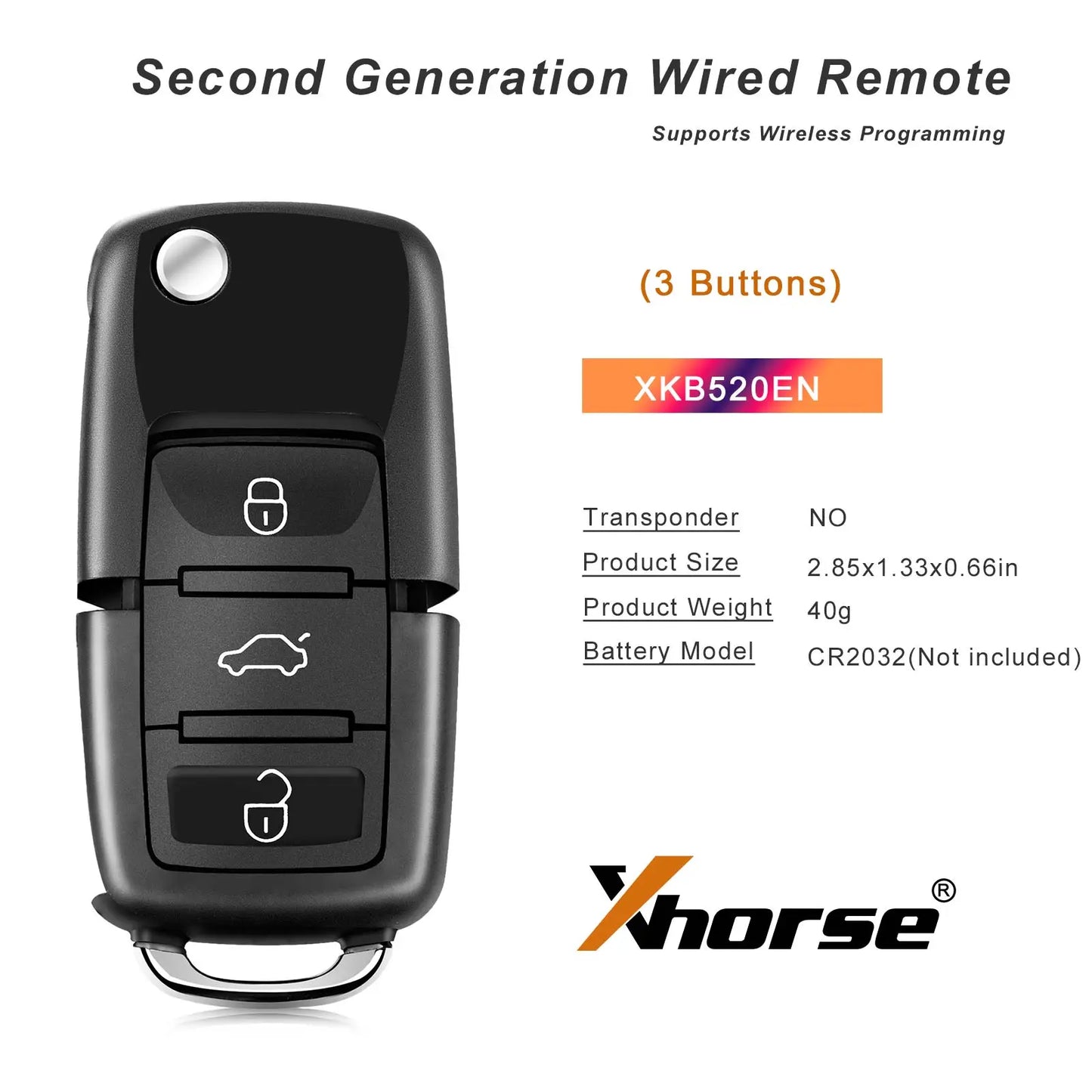 Xhorse XKB520EN 2nd Generation Wire Remote Key B5 Type Supports Wireless Programming 5pcs/lot