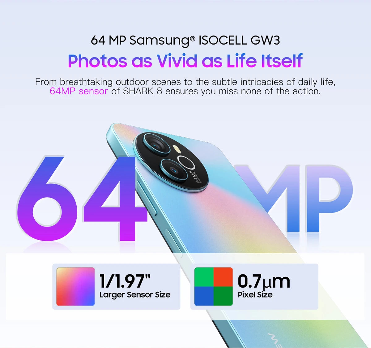Blackview SHARK 8 Unlocked Smartphone Android13 Mobile Phone, Helio G99 16GB 128GB/256GB, 6.78'' 2.4K Display 64MP Cellphone NFC