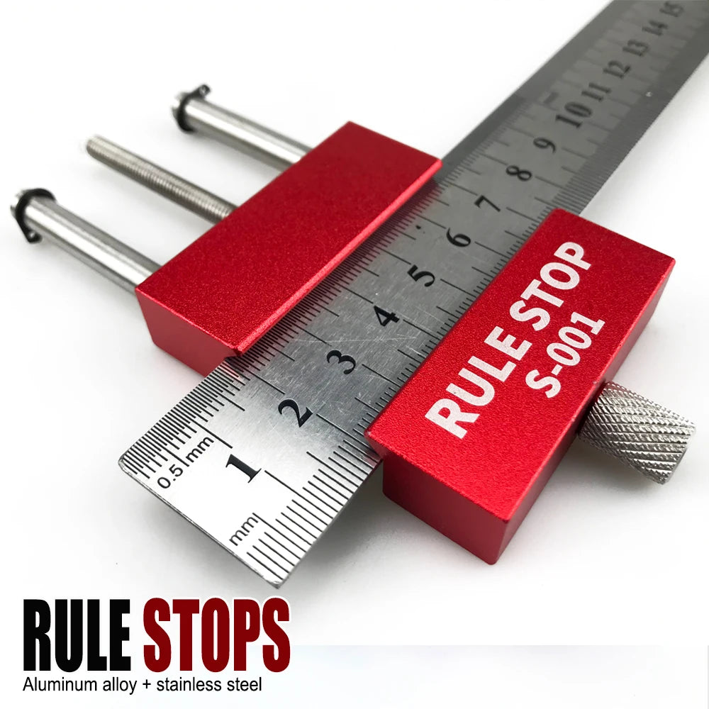 Convenient Rule Stop Woodworking Tools Steel Ruler Positioning Block Carpenter Scriber Gauge Marking Tool