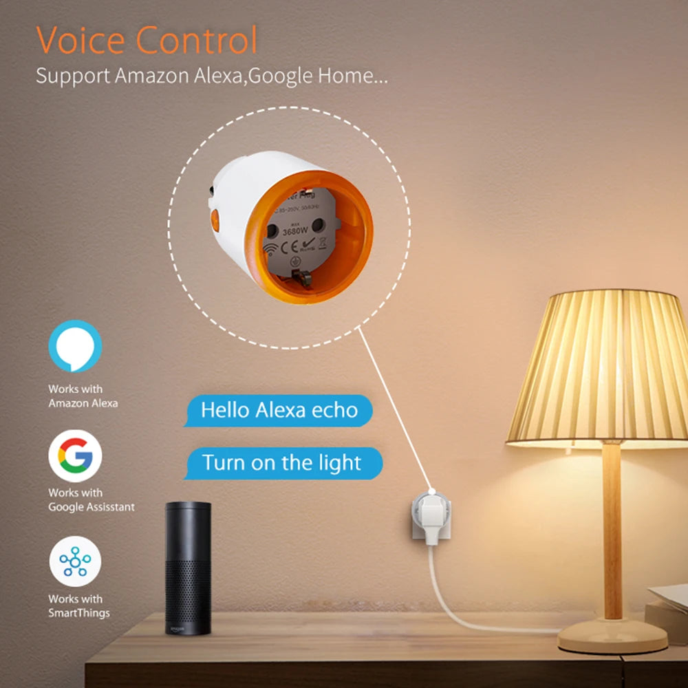 EU 16A Tuya ZigBee Smart Home Energy Monitoring Plug Outlet Socket Alexa Google, Home Assistant, Zigbee2mqttt, Smartthings Hub