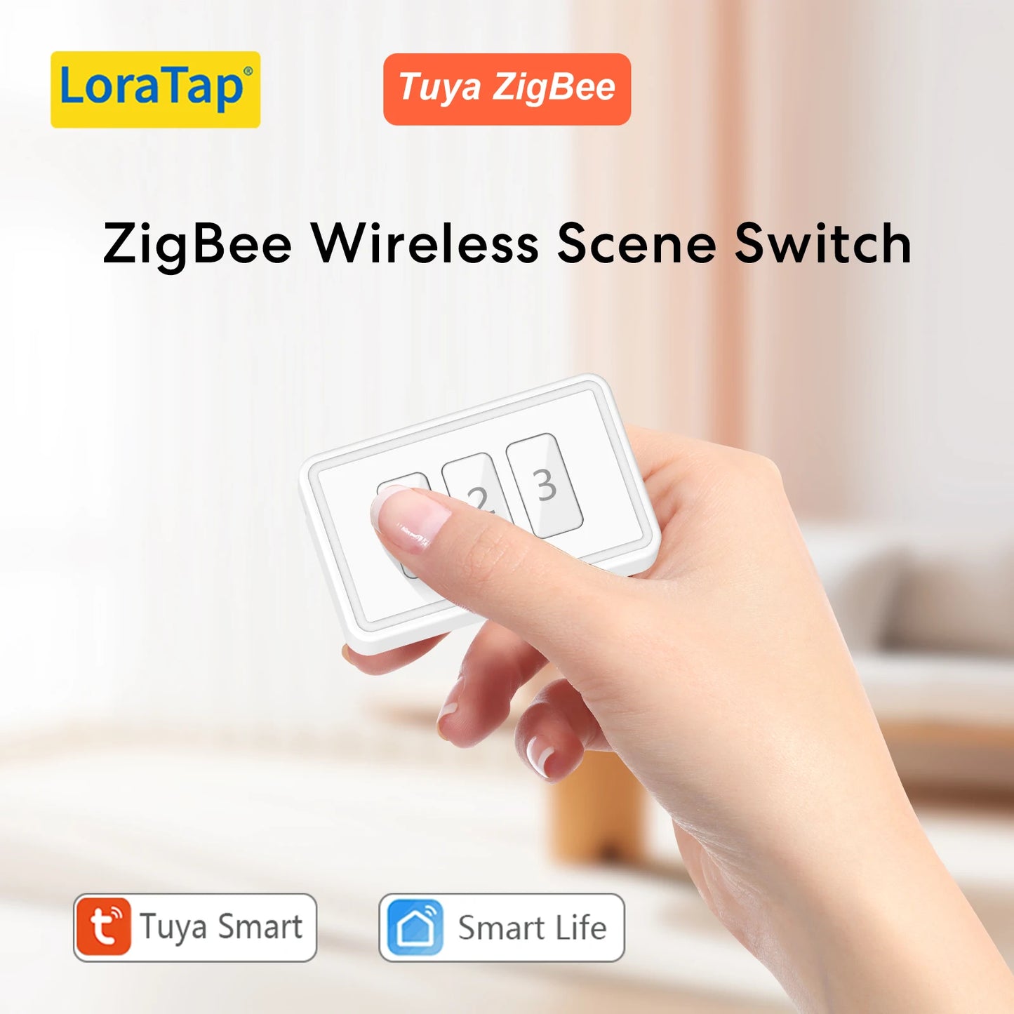 LoraTap ZigBee US Scene Switch Works with Tuya/Smart Life Alexa/Google Home Wireless Remote for Smart Home Automation