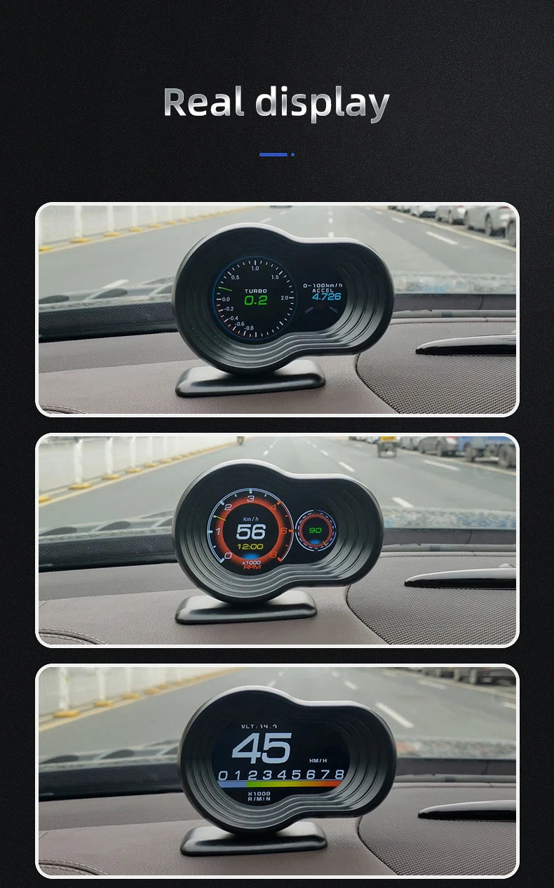 Smart Car HUD OBD2 Head Up Display F9 OBD Car On-board Computer Gauge Auto HUD Digital Odometer Water&Oil temp RPM Auto Meter