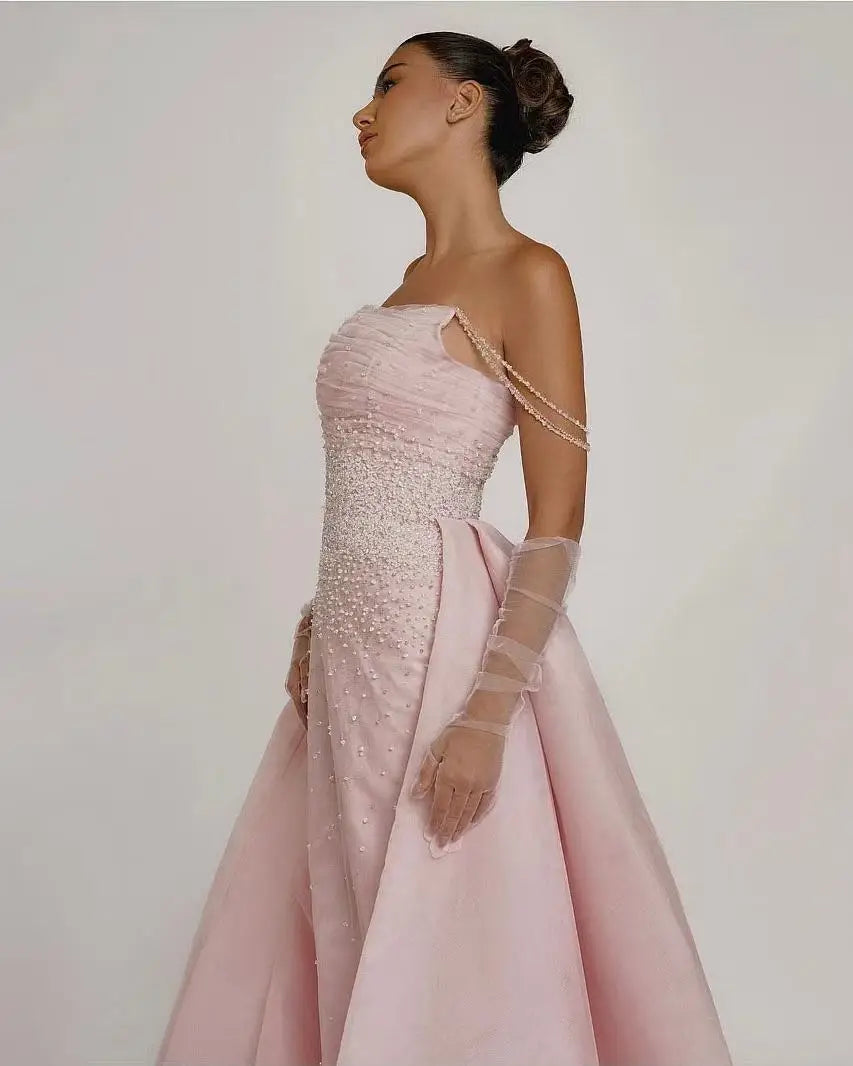 Saudi Mermaid Long Sleeves Prom Dresses Crystals Sequins Custom Formal Evening Dresses Floor Length Party Dresses