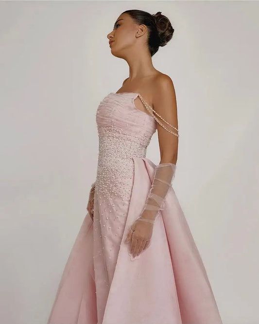 Saudi Mermaid Long Sleeves Prom Dresses Crystals Sequins Custom Formal Evening Dresses Floor Length Party Dresses