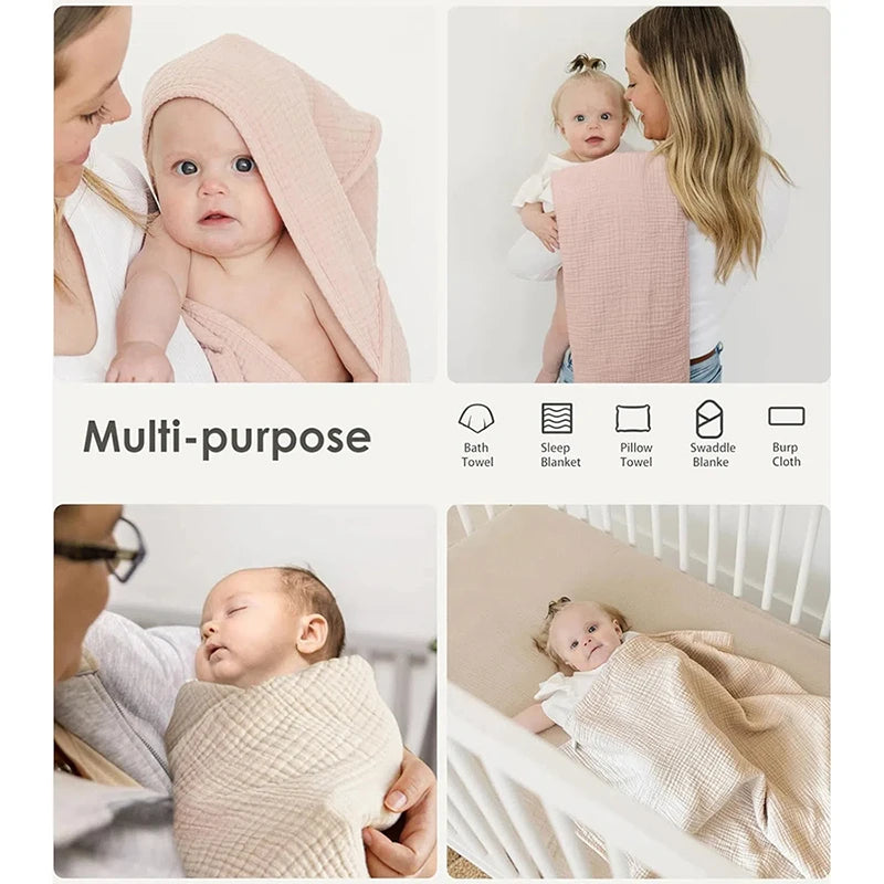 1PC Hooded Baby Towels for Newborn Muslin Organic Cotton Baby Bath Towel Soft Absorbent Towels for Boys Girls