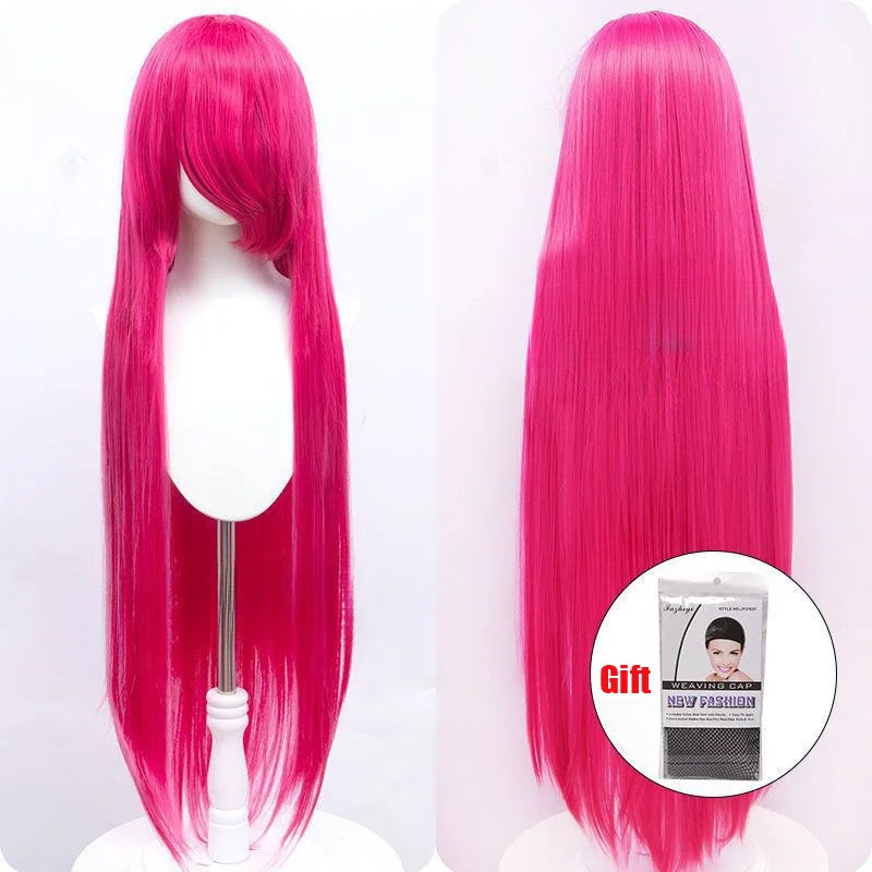 Snoya 100cm synthetic long straight cosplay wig with bangs Heat Resistant hair Anime pink blonde red purple women wig