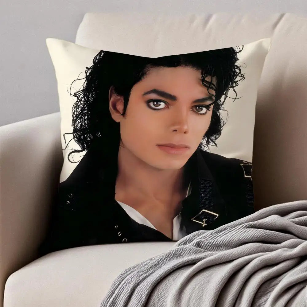 Pop Music M-Michael Jackson Cushion Cover Pillowcase Anti-dustmite Invisible Zipper Short Plush Sofa Cushion