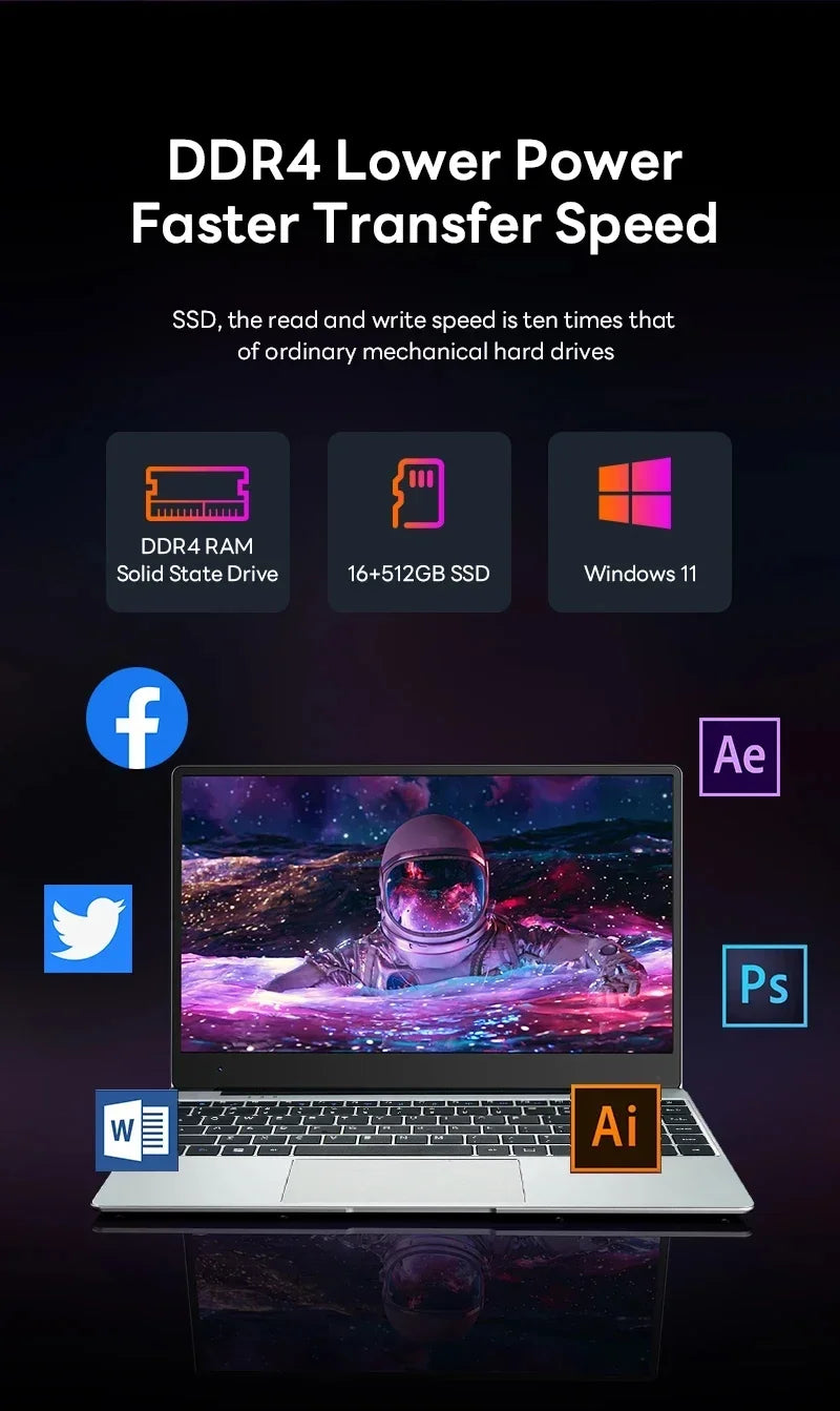 NEW Core I9-10980HK Gaming Laptop 16GB RAM 1/2TB SSD Windows 11 Pro Office Portable Laptops 14.1-inch Notebook Computer PC