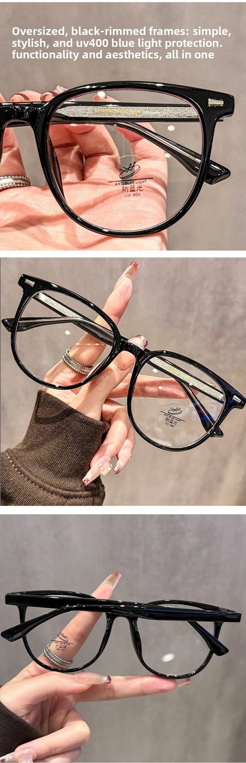 EYORA Minimalist Square Round Reading Glasses for Women Photochromic Anti Blue Light Intelligent Progressive Multifocal Lenses