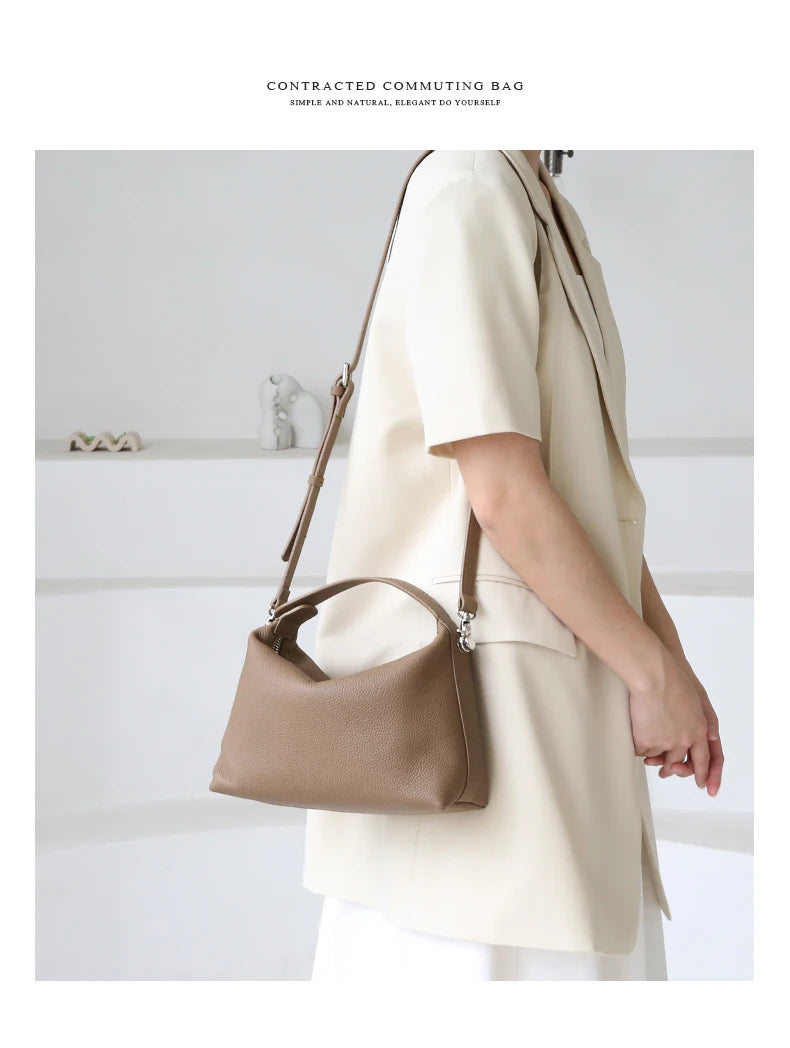 2024 New Women's Bag Female Luxury Soft Genuine Leather Handbag Lady Fashion Daily Casual Shoulder Bag Girls Crossbody Messenger