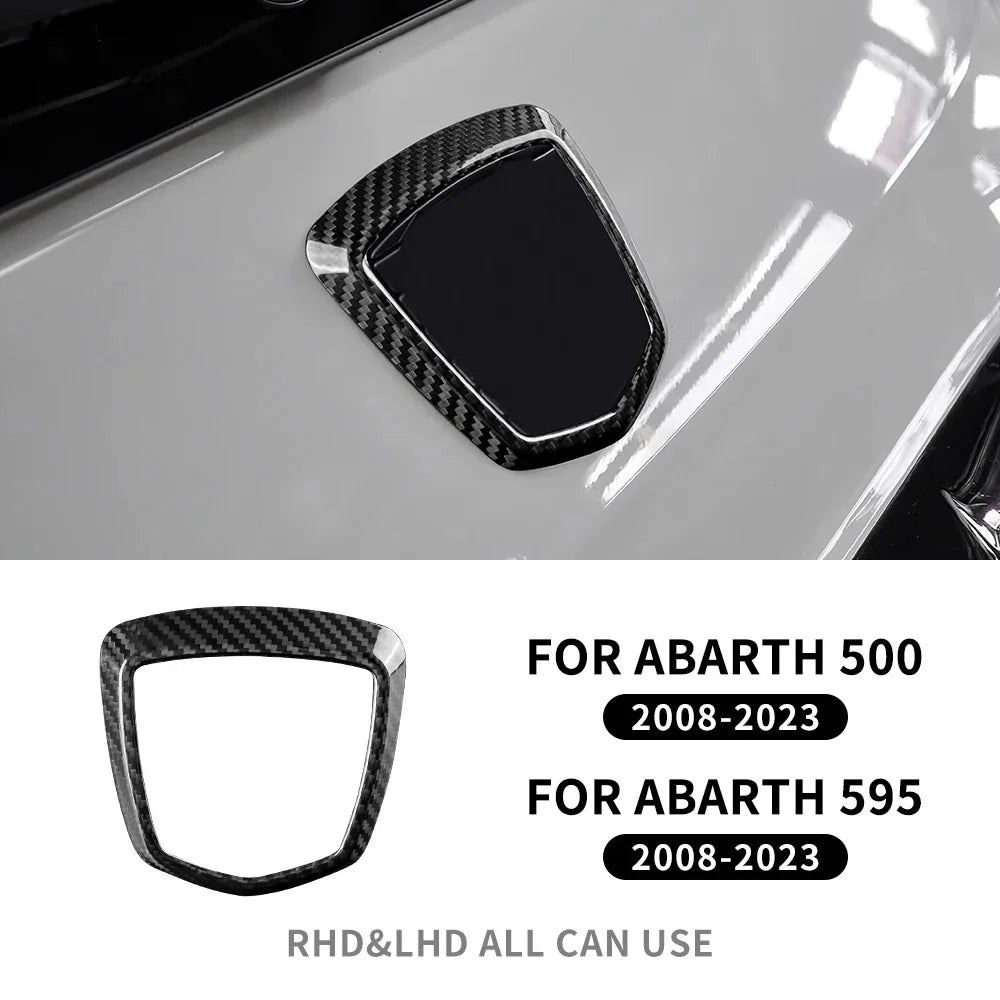 Real Hard Carbon Fiber For Abarth 595 695 2012 2013 2014 2015 2016 2017 2018 2019 2020 2021-2023 Front Badge Whiskers Logo Frame