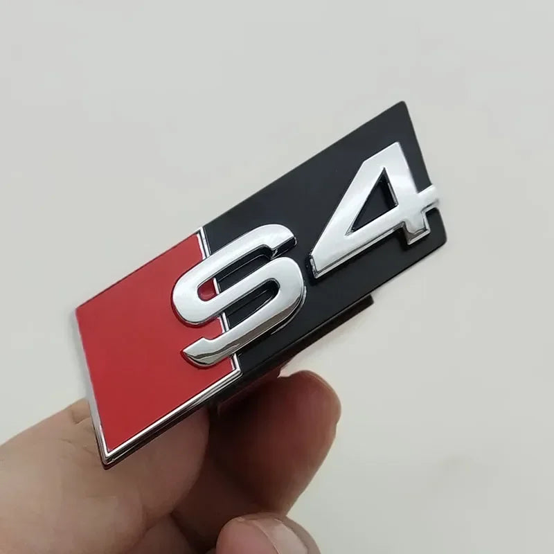 1pcs ABS Car Front Grill Badge For Audi S 3 4 5 6 7 8 Auto Styling caR Sticker Chrome Black Logo S3 S4 S5 S6 S7 S8 Emblem