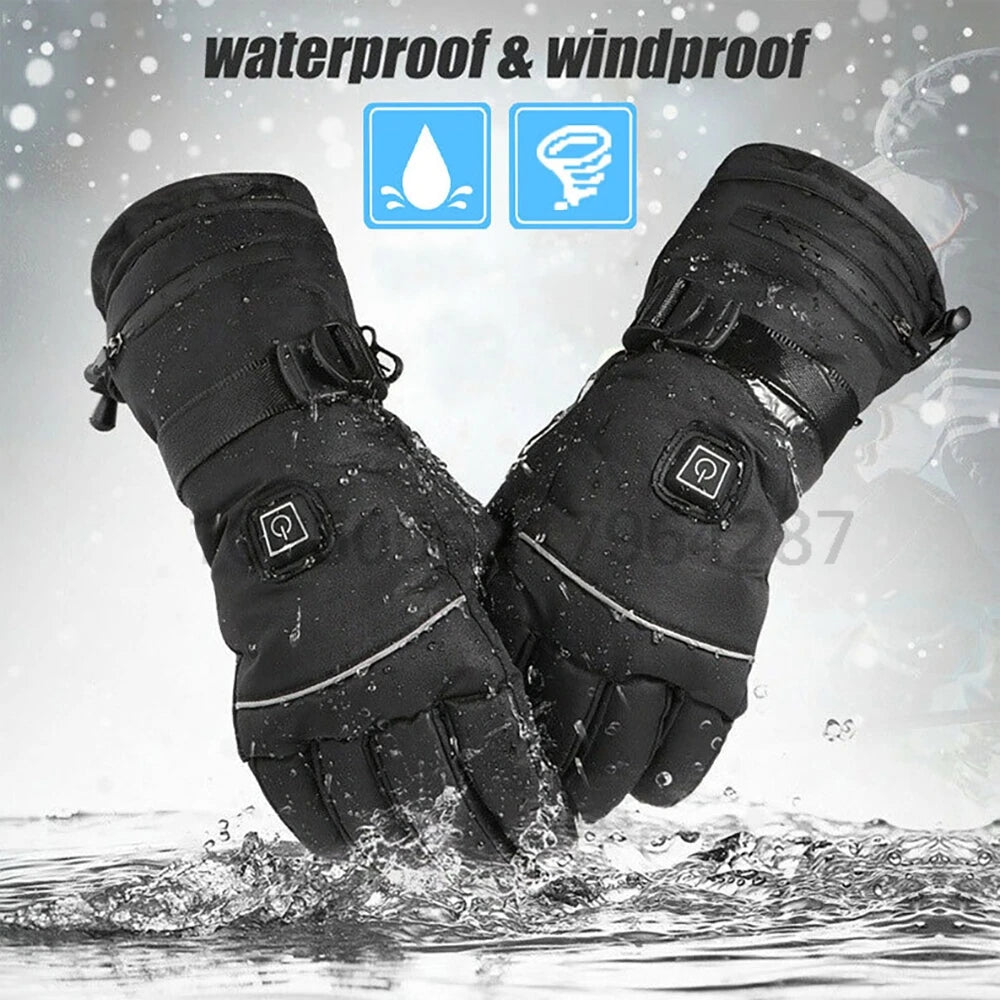 Winter Electric Heated GlovesWith Battery Box Rechargeable Anti-Cold Comfort Men Women Thermal Heated Outdoor Camping Ski Sports