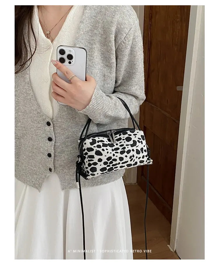 Women'S Handbag 2026 Small Square Bag Leopard Print Design Minimalist Shoulder Bags Commuter Frosted Mini Crossbody Bags