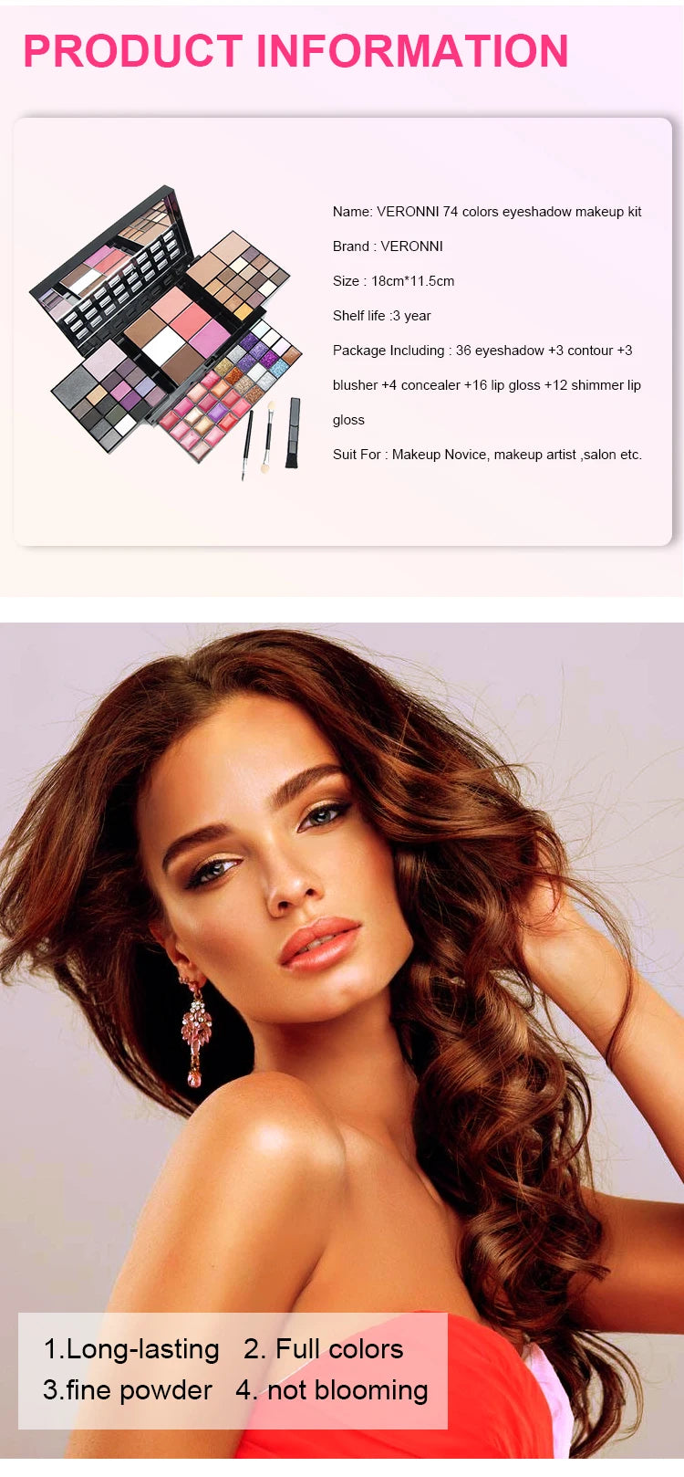 74/78 Colors Eyeshadow Palette Velvet matte and shimmer Long Lasting Easy Makeup Brown Eyeshadow Palette, Pink Eyeshadow Palette