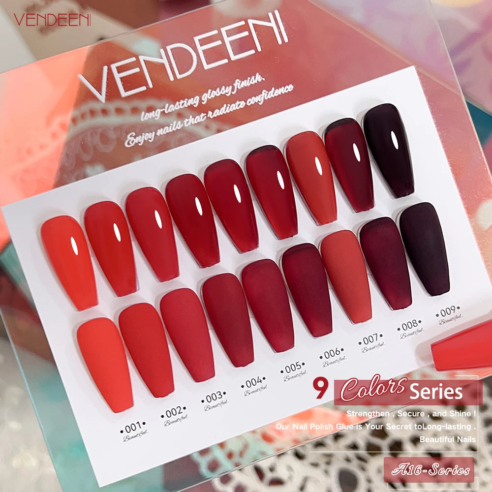 Vendeeni TPO HEMA Free 2025 Hot Sale High Quality 9-Color Nail Gel Polish Set Non-Toxic UV Gel Nail Art Kit for Nail Salon