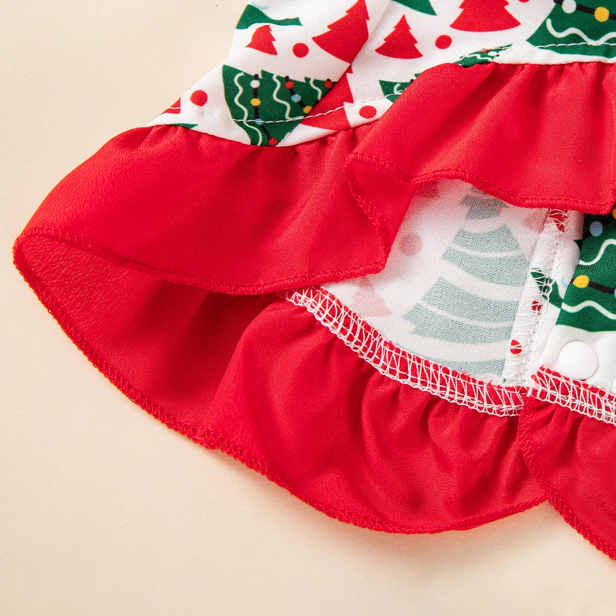 Pet Christmas Dress Xmas Tree Printed Ruffle Skirt Puppy Holiday Outfit Cute Pet Party Costume for Small Medium Dogs Cats Teddy