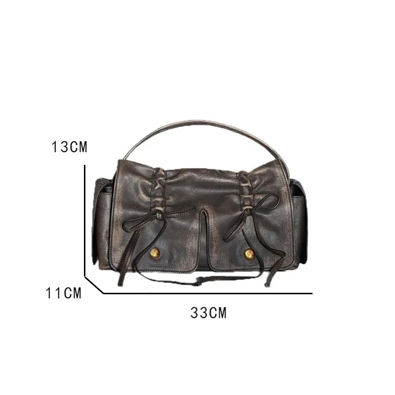 Luxury Designer Handbags And Purses Moto & Bike Drawstring Bow Bags For Women 2024 New In Vintage Pleated Shoulder Crossbody