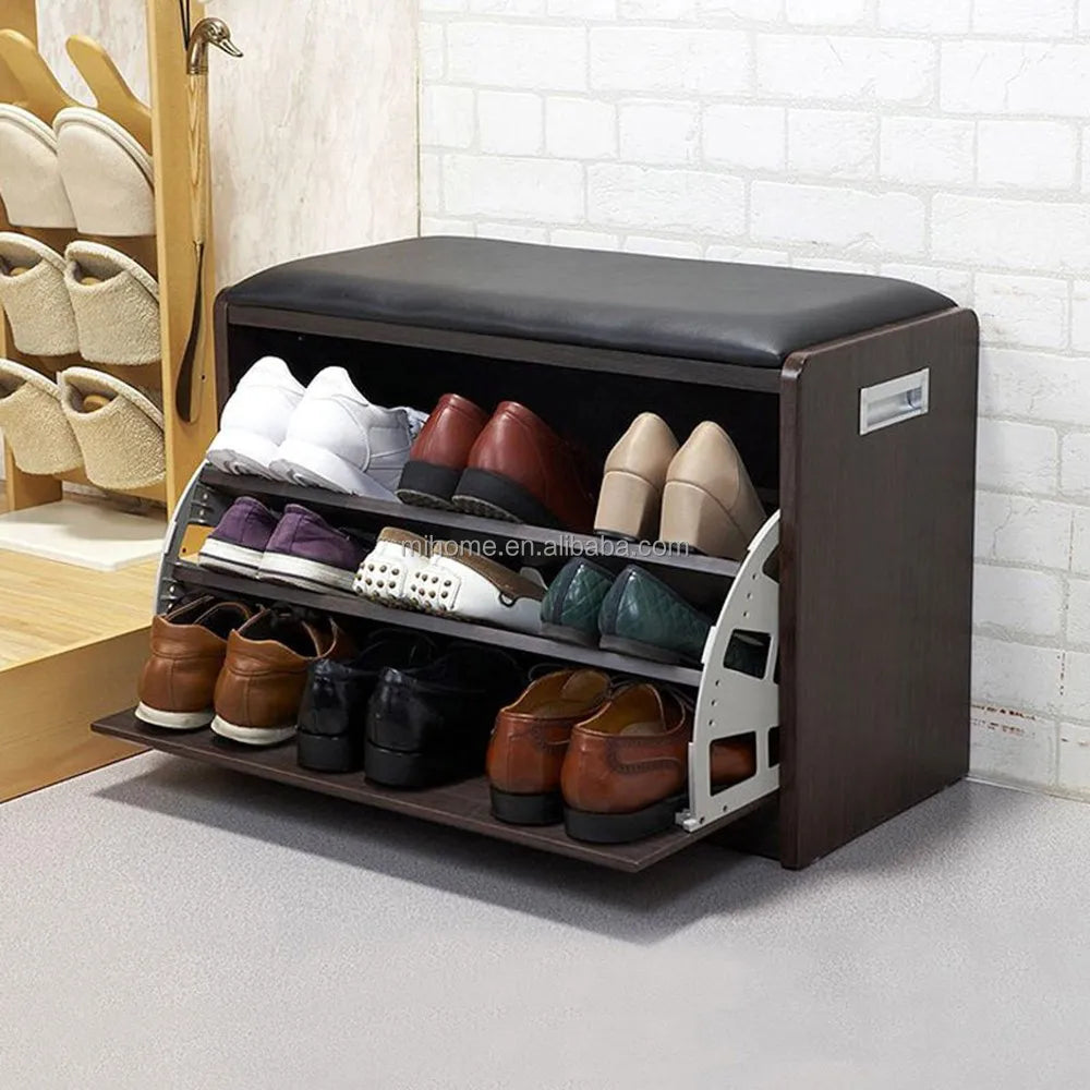 Shoe cabinet, closet, wooden Ottoman bench