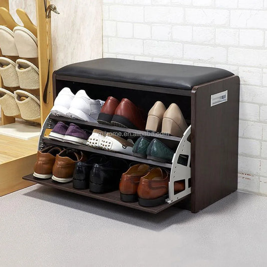 Shoe cabinet, closet, wooden Ottoman bench