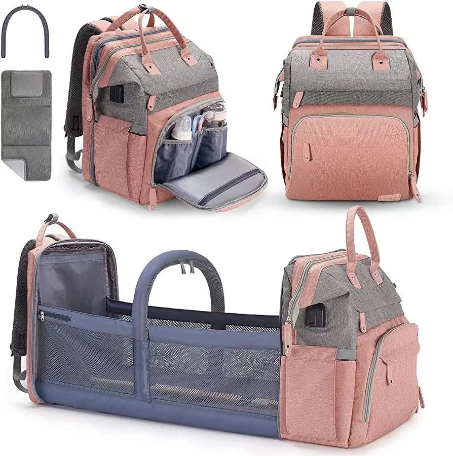 Mommy Diaper Bags Baby Bed Mother Large Capacity Nappy Milk Bottle Backpacks with Changing Mat Convenient Baby Nursing Bags