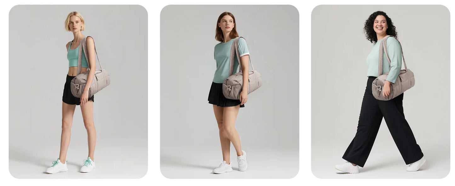 BAGSMART Travel Gym Bag for Women Yoga Mat Duffle Bag with Wet & Dry Pocket Quilted Sports Bag for Weekend Swimming