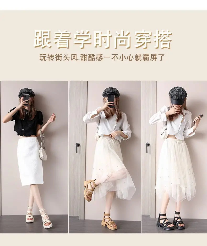 Summer Sandals New Fashion Simple Women's Shoes Breathable Non Slip Simple Roman Shoe Hollow Lightweight Retro 2025 Beach Shoes