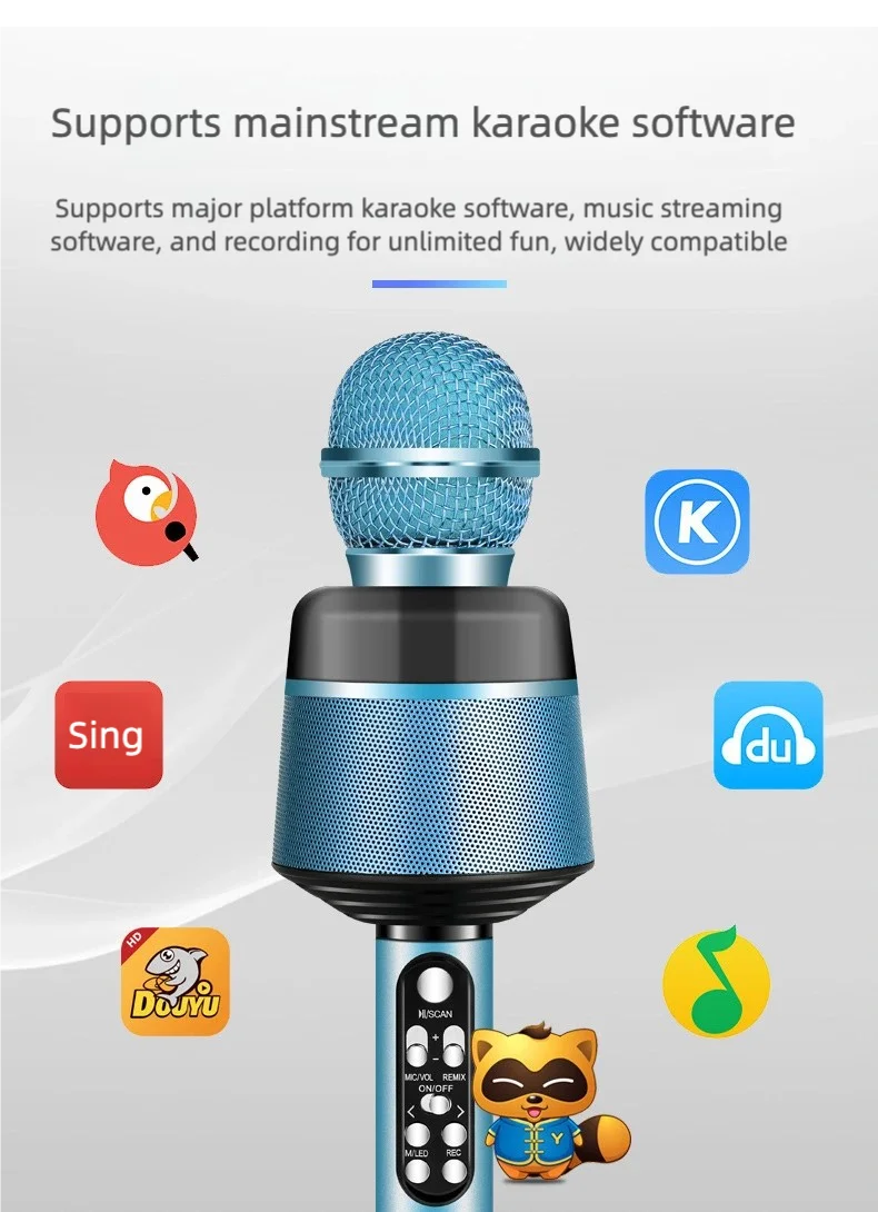 Karaoke Microphone for Kids & Adults - Bluetooth Microphones Singing Mic with Disco Lights, Echo Effect, Built-in Speaker
