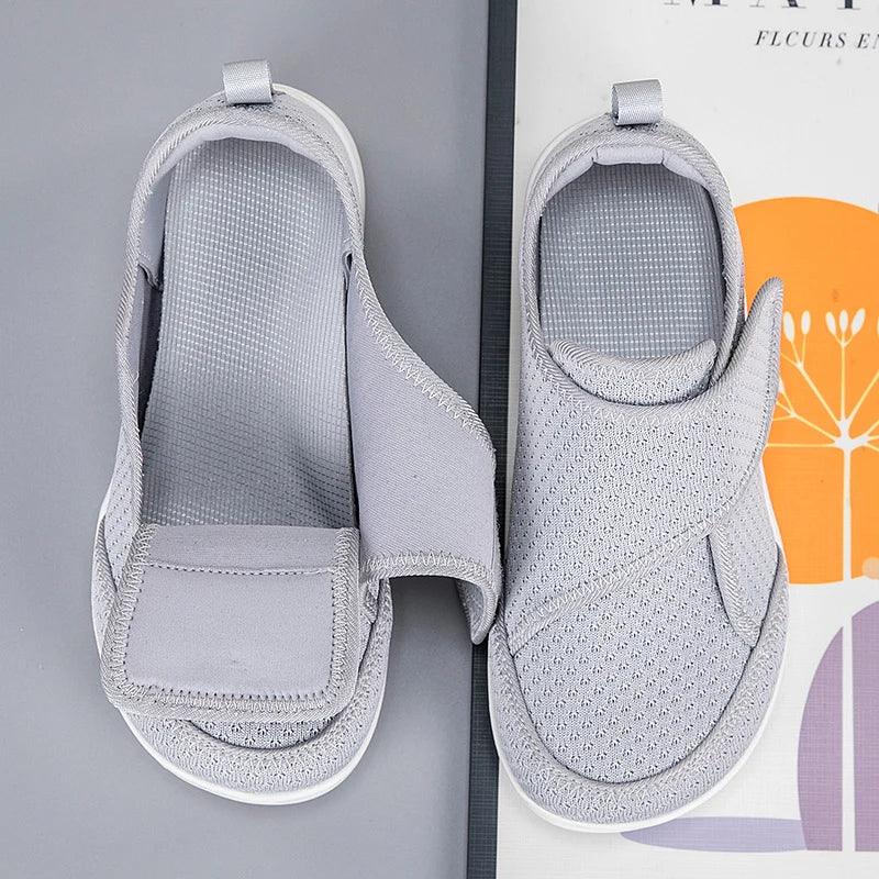 Men Women Open Shoes for Elderly Adjustable Diabetic Shoes Swollen Foot Fat Wide Hallux Valgus Bunion Orthopedics Thumb Eversion