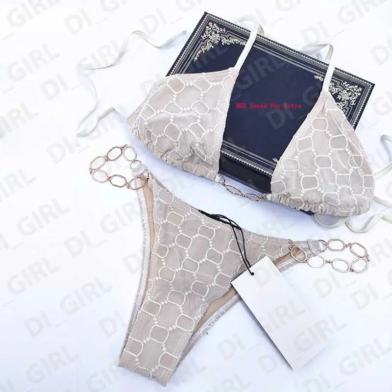 2025 Summer New Women's Outdoor Beach Swimsuit Sexy Hanging Neck Strap Split Bikini