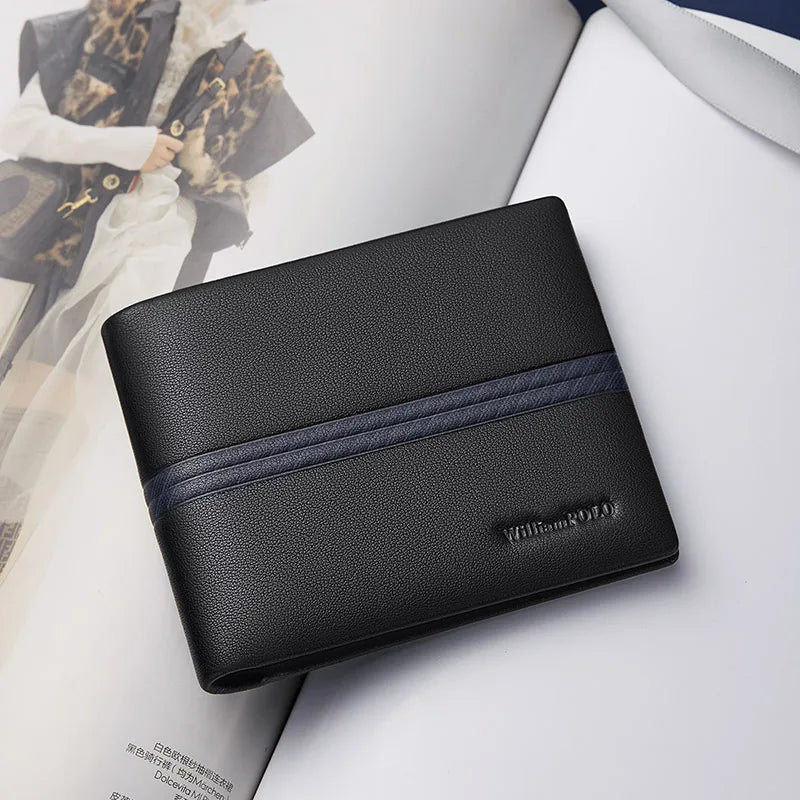 Luxury men's short leather wallet 2024 new large capacity multi-card money clip boys gift thin money clip