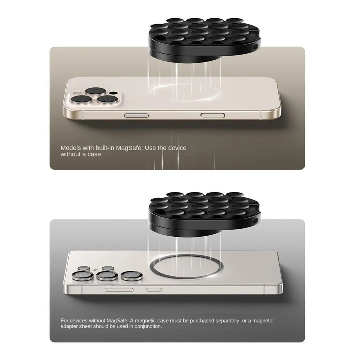 Magnetic Smartphone Desktop Stand With Suction Cup for iPhone Mini Pocket Stand for Glass Windows Laptop 360 Degree Adjustable