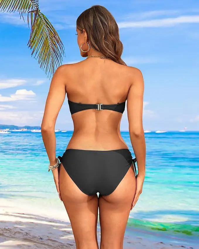 UltraAdjustable Bikini Sculpting High Waist Bikini Removable Padded Supportive Bikini Beach Vacation Tropical Swimwear