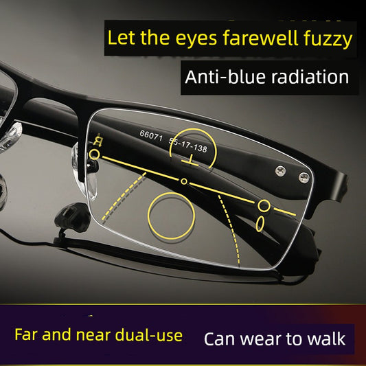 Reading Glasses Men's Automatic Adjustment Degree Intelligent Zoom Dual-Use HD Middle-Aged and Elderly Anti-blue Light Presbyopic Glasses