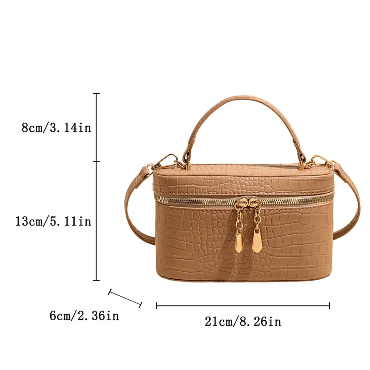 Luxury Crocodile Pattern Box Handbag for Women Elegant Faux Leather Mini Crossbody Bag Portable Top Handle Shoulder Purse