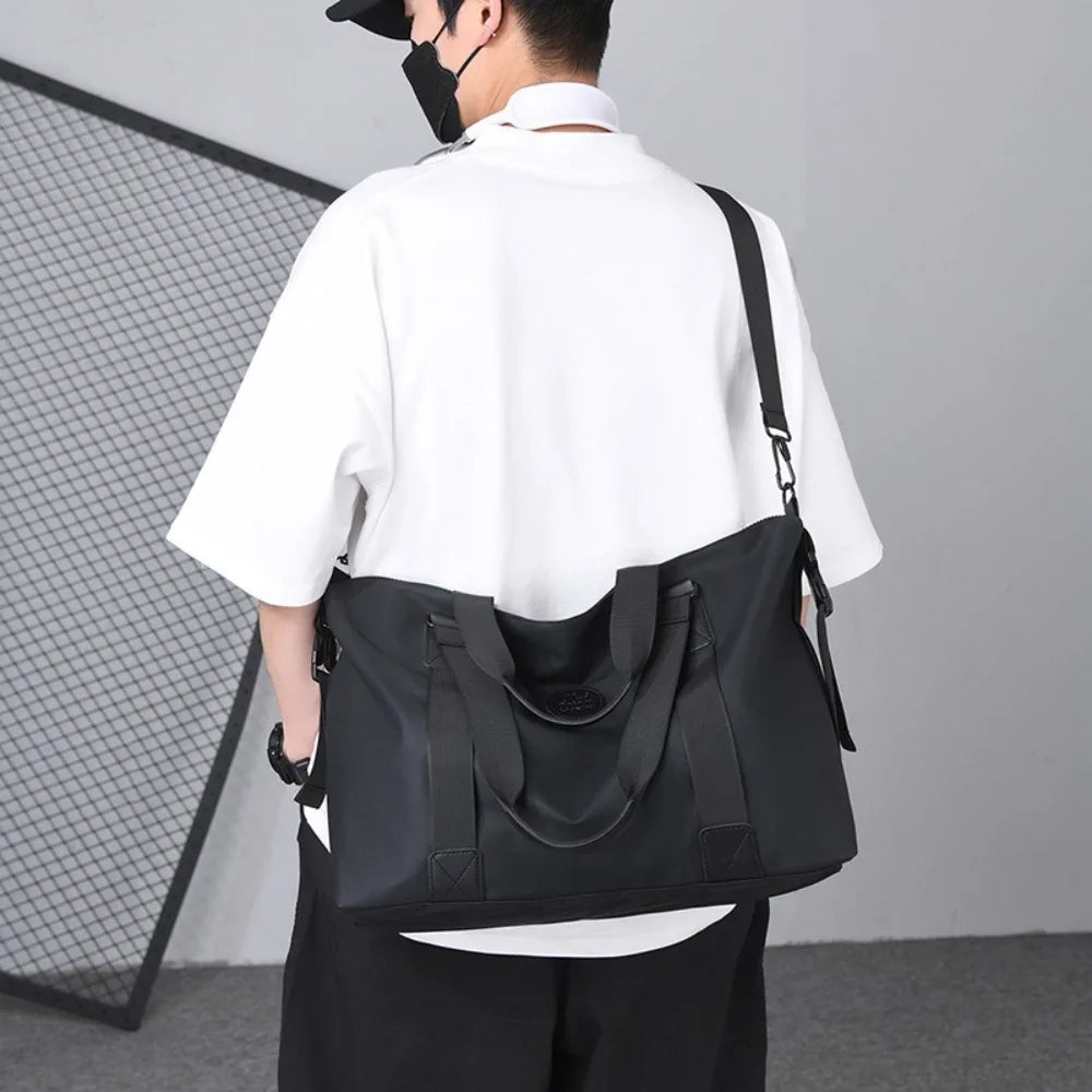 Large-Capacity Womens Travel Tote Bags Solid Color with Zipper Gym Fitness HandBag Overnight Bag Duffel Bag Sports Shoulder Pack