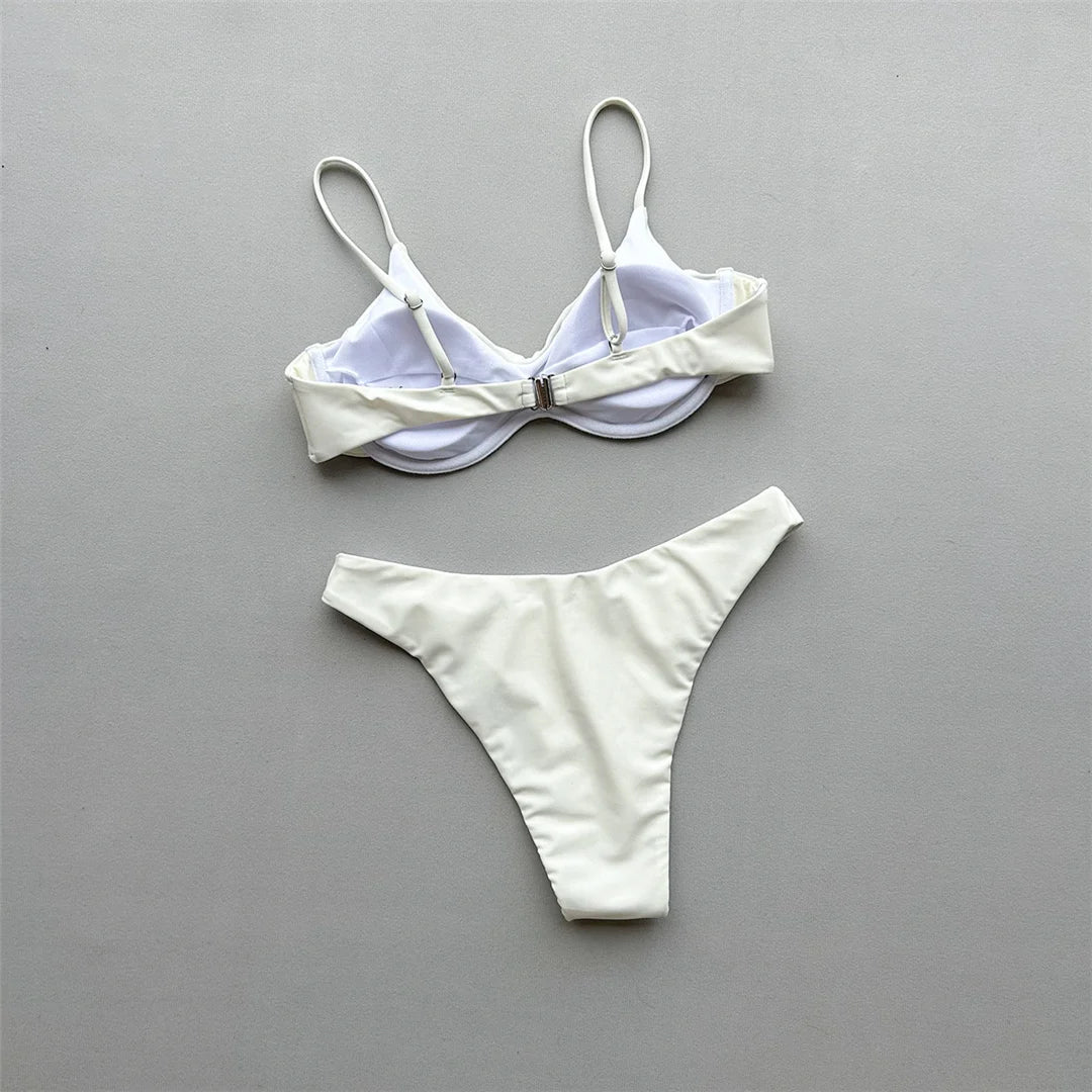 New Underwired Bikini Female Swimsuit Women Swimwear Two-Pieces Bikini Set Brazilian Padded Bather Bathing Suit Swim V7743